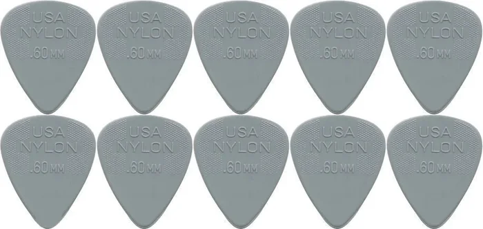 10 x Dunlop Nylon Standard “Greys” .60MM Gauge Guitar Picks 44R
