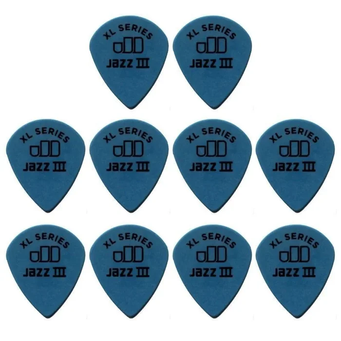 10 x Jim Dunlop Tortex Jazz 3 XL Blue 1.00mm Guitar Picks 498R Free Post