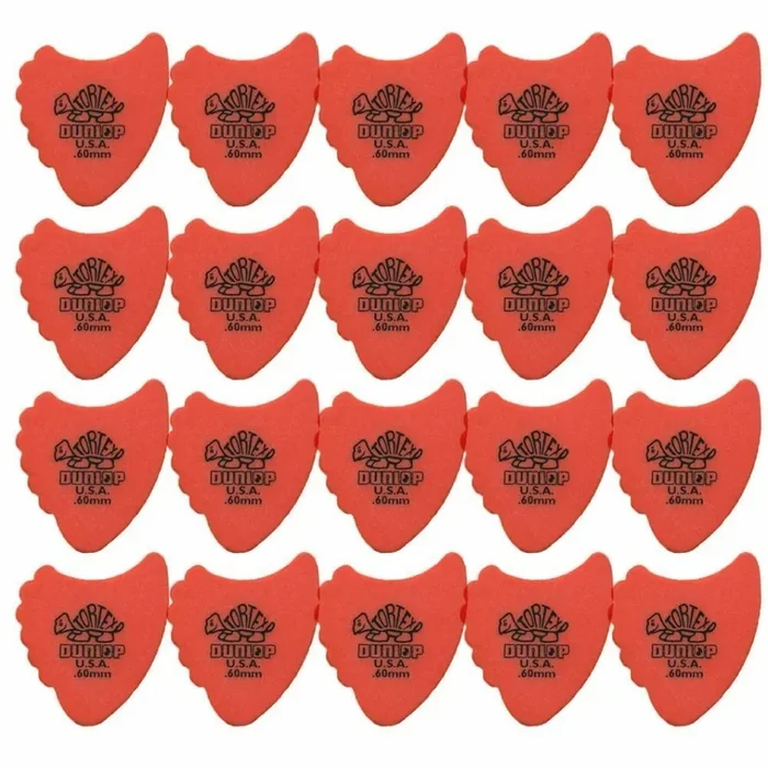 20 x Jim Dunlop Tortex Fins 0.60mm Orange Guitar Picks 414R Free Shipping