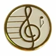 3/4″ Gold Plated Treble Clef Award Pin – Classic White