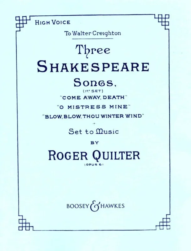 3 Shakespeare Songs Op 6 High Voice Book