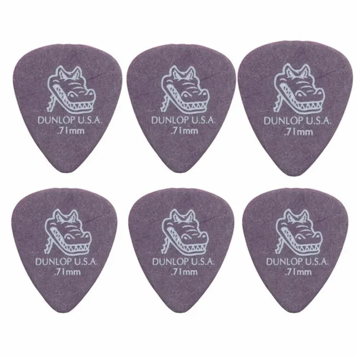 6 x Dunlop Gator Grip 0.71MM Gauge Guitar Picks Purple