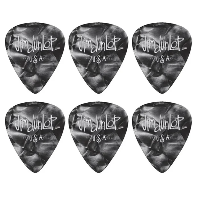 6 x Jim Dunlop Genuine Celluloid Black Pearloid X-Heavy Gauge Guitar Picks *NEW*
