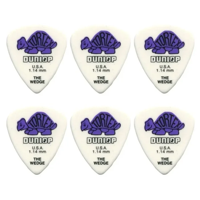 6 x Jim Dunlop Tortex Wedge 1.14mm Guitar Picks 424R USA Basic Pack