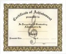 Achievement Certificates – Band