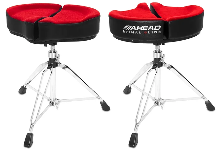 Ahead 18″ Spinal G Saddle Throne w/ Red Cloth Top/Black Sides (3 Leg Base)