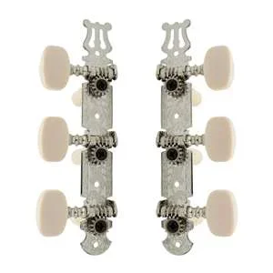Allparts TK-0125-001 Classical Tuner Set with Square White Buttons – Nickel