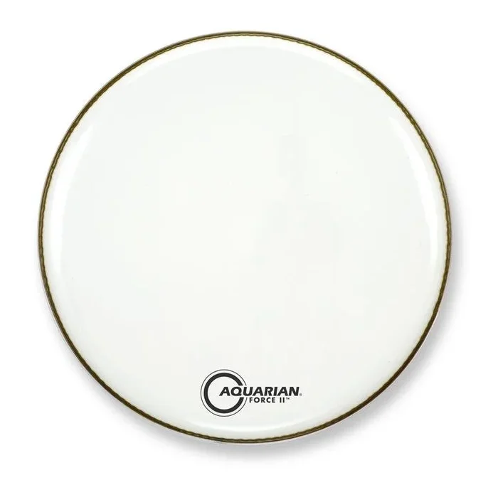 Aquarian 16″ Force II White Gloss 10mil Single Ply Resonant Bass Drumhead with Vented Control Ring
