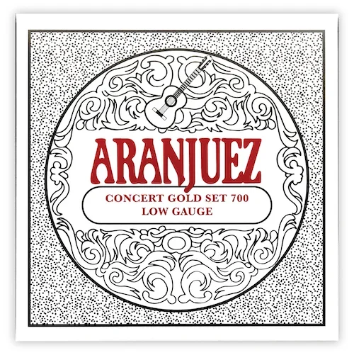 Aranjuez Concert Gold 700 Low Tension Classical Guitar String Set – 6 Strings, Clear Nylon Trebles, Bronze Alloy Basses, Made in USA