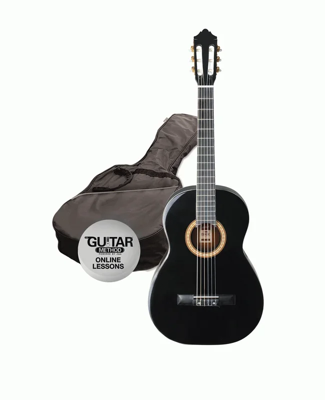 Ashton SPCG34 BK Starter Pack 3/4 Size Nylon String Guitar w/ Bag (Black)