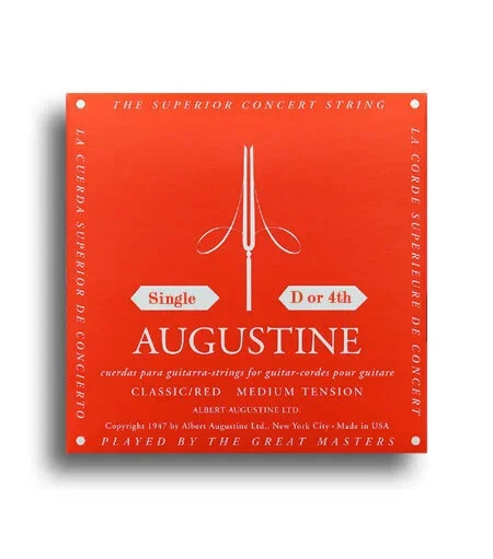 Augustine Classic Red Medium Tension (D-4th) Single Classical Guitar String