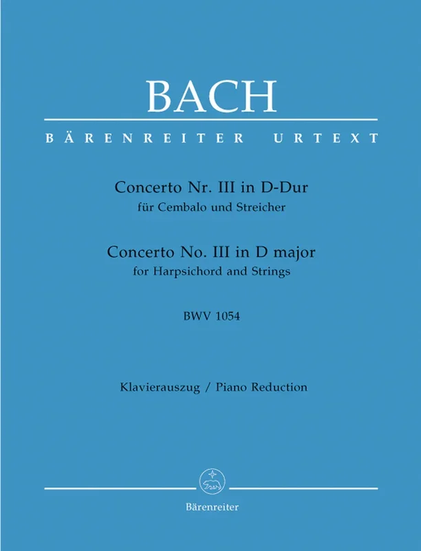Bach: Concerto No 3 in D for Harpsichord & Strings (Piano Reduction)