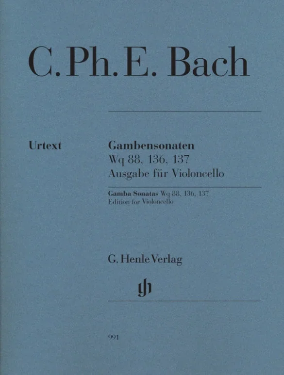 Bach: Gamba Sonatas WQ 88 136 137 Edition for Cello & Piano