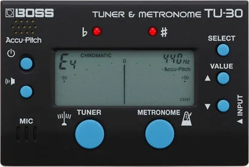 BOSS TU-30 Compact Tuner & Metronome – Accurate Pitch, Multiple Modes, Rhythm Patterns, Essential Tool for Musicians & Educators