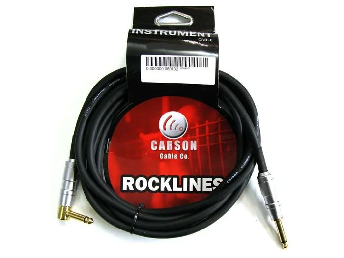 Carson 20′ Guitar Cable Straight To Right AngLED Jacks Noiseless Cable