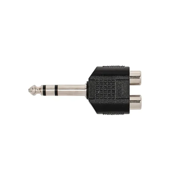 Carson Cable Co Carson Rock Plug 2x RCA Female to 6.3mm Stereo Male Adaptor
