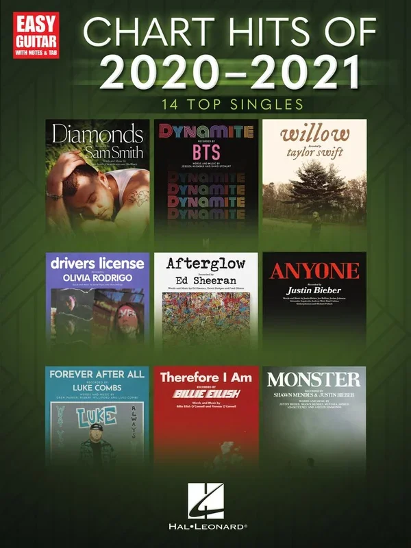 Chart Hits of 2020-2021 Easy Guitar Notes & TAB