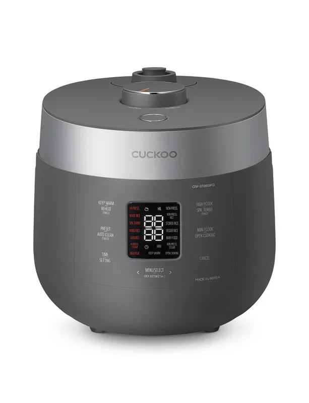 Cuckoo CRP-ST0609FG 6-Cup Twin Pressure Rice Cooker & Warmer with Nonstick Pot, 16 Menus