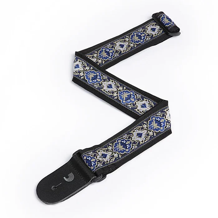 D’Addario 2 Inch Tubular Webbing w/ Blue Jaquard Design Guitar Strap
