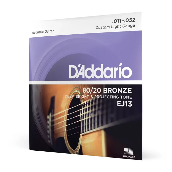 D’Addario EJ13 80/20 Bronze Acoustic Guitar Strings, Custom Light, 11-52