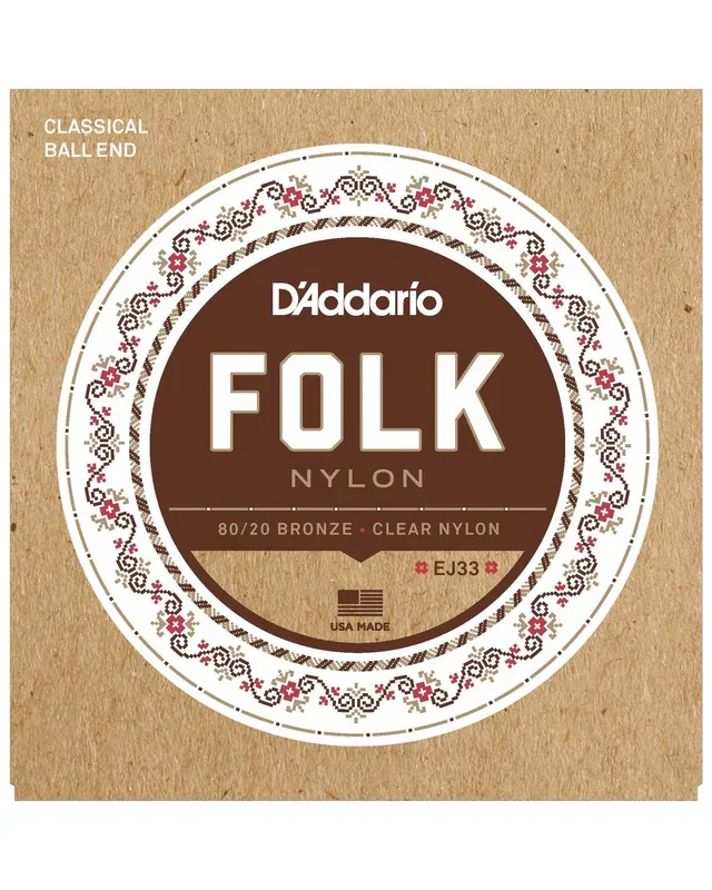 D’Addario EJ33 80/20 Bronze Clear Nylon Folk Classical Guitar Strings