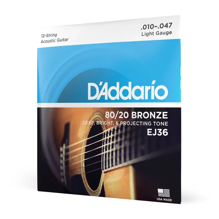 D’Addario EJ36 12-String Bronze Acoustic Guitar Strings, Light, 10-47