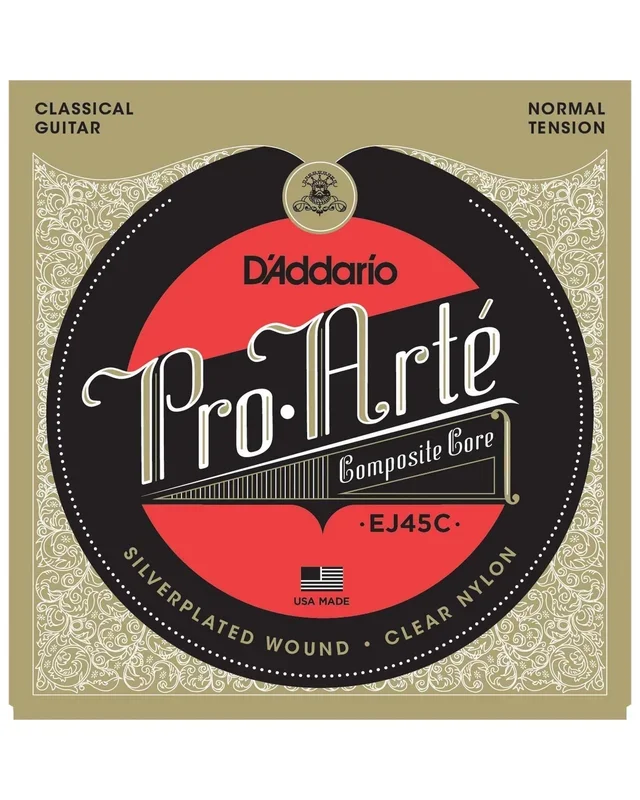 D’Addario EJ45C Pro-Arte Silverplated Wound Clear Nylon Normal Tension Classical Guitar Strings