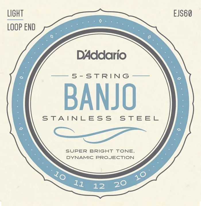 D’Addario EJS60 5-String Banjo Strings, Stainless Steel, Light, 9-20