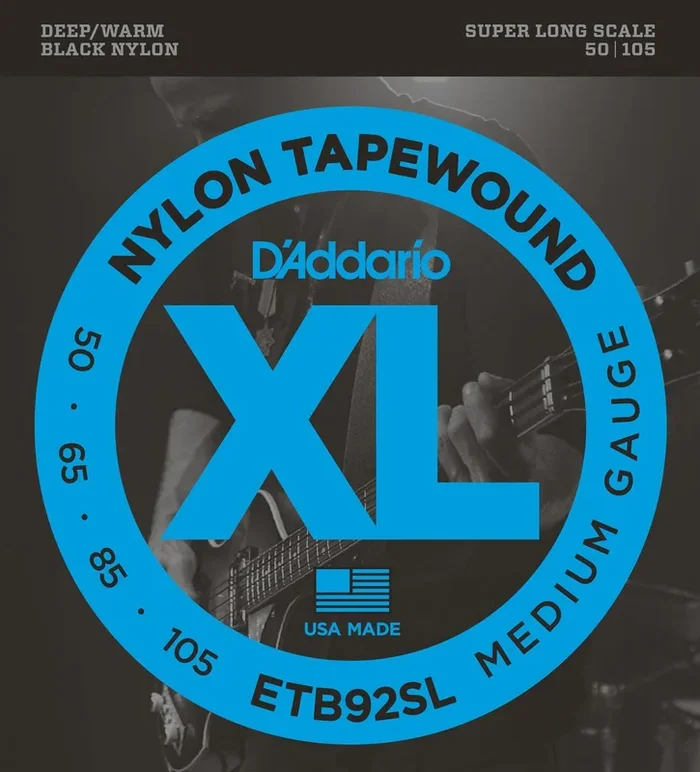 D’Addario ETB92SL Tapewound Bass Guitar Strings, Medium, 50-105, Super Long Scale