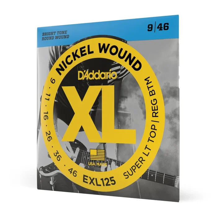 D’Addario EXL125 Nickel Wound Electric Guitar Strings, Super Light Top/ Regular Bottom, 09-46