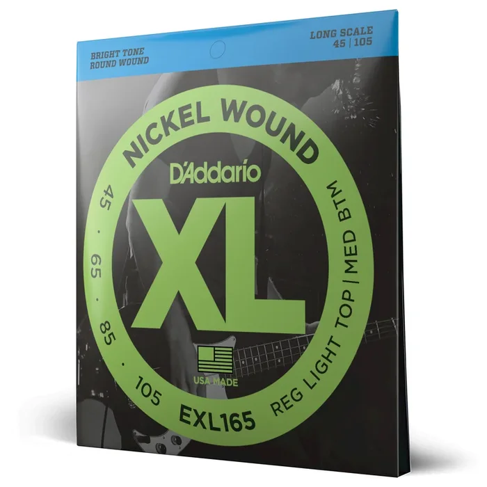 D’Addario EXL165 Nickel Wound Bass Guitar Strings, Custom Light, 45-105, Long Scale