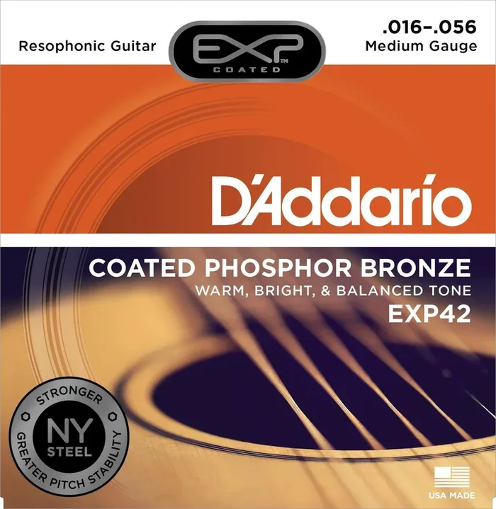 D’Addario EXP42 Coated Resophonic Guitar Strings, 16-56