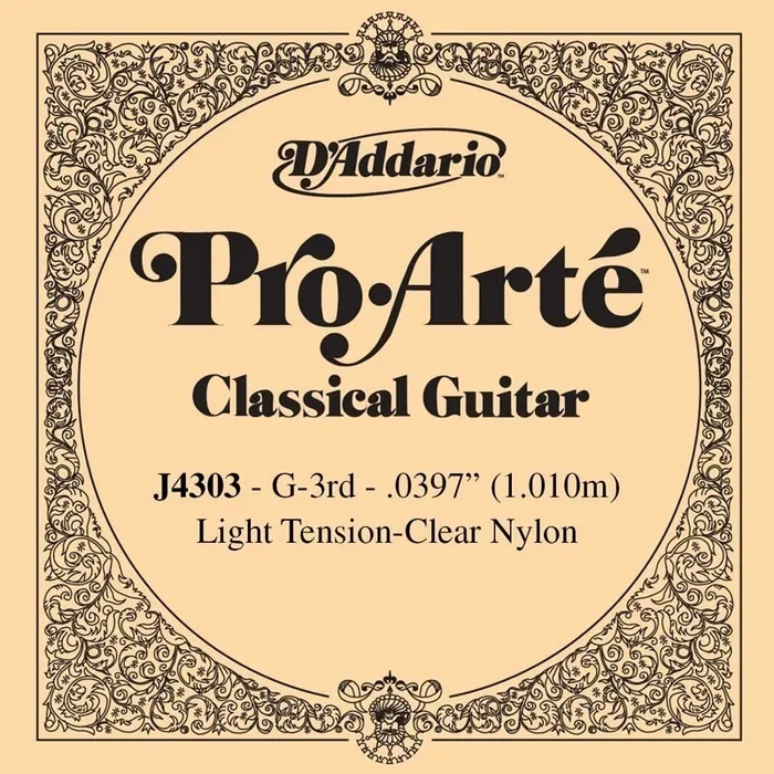 D’Addario J4303 Pro-Arte Nylon Classical Guitar Single String, Light Tension, Third String
