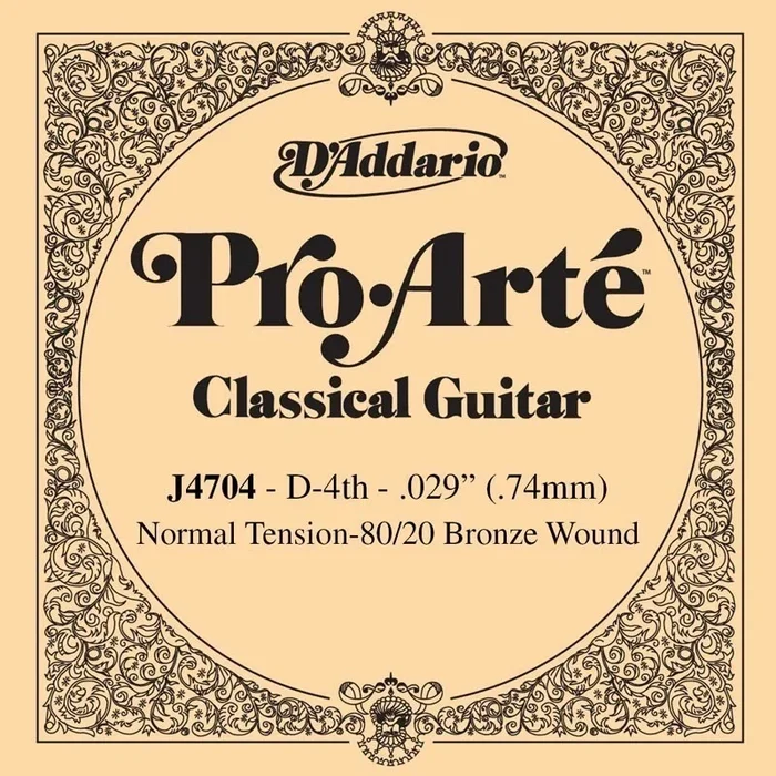 D’Addario J4704 80/20 Bronze Pro-Arte Nylon Classical Guitar Single String, Normal Tension, Fourth String