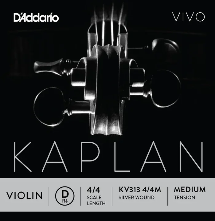 D’Addario Kaplan Vivo Violin D String, 4/4 Scale, Medium Tension