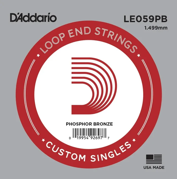D’Addario LE059PB Phosphor Bronze Loop End Single String, .059