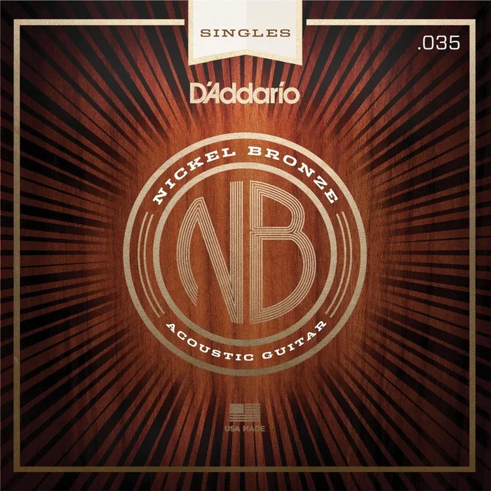 D’Addario NB035 Nickel Bronze Wound Acoustic Guitar Single String, .035