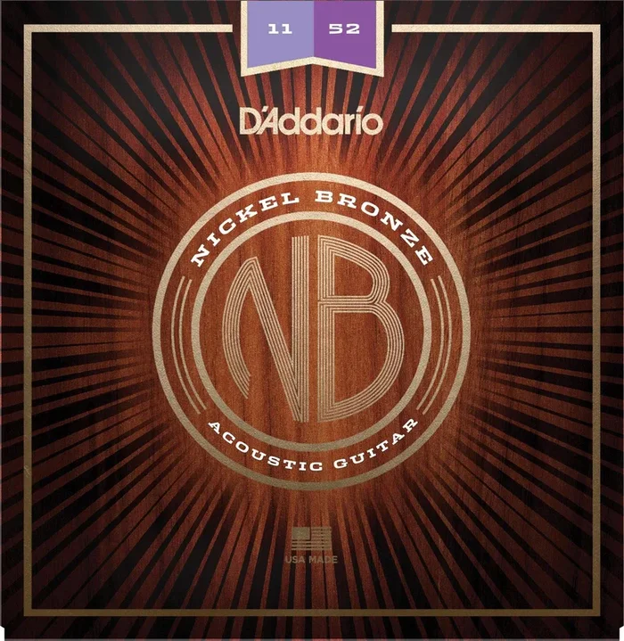 D’Addario NB1152 Nickel Bronze Acoustic Guitar Strings, Custom Light, 11-52