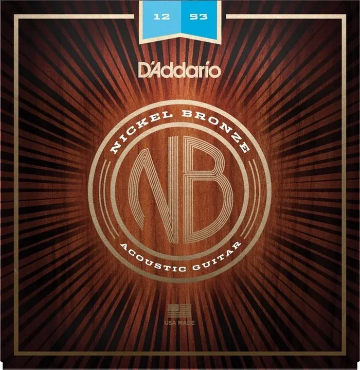 D’Addario NB1253 Nickel Bronze Acoustic Guitar Strings, Light, 12-53