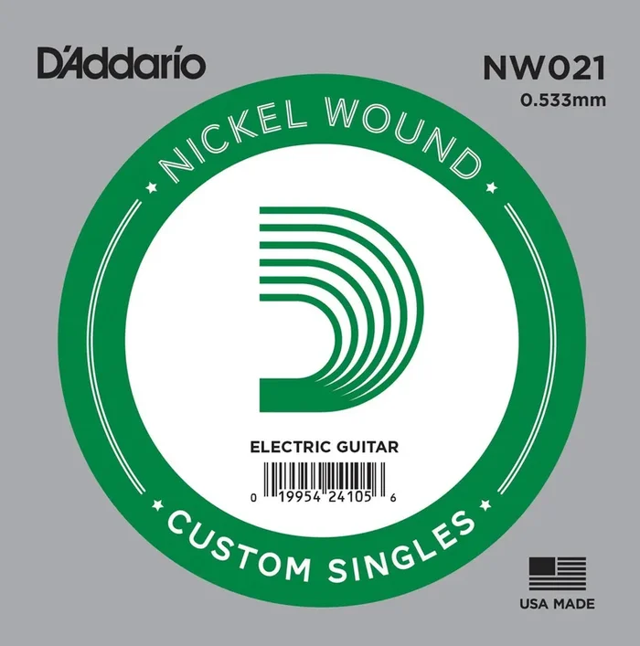 D’Addario NW021 Nickel Wound Electric Guitar Single String, .021