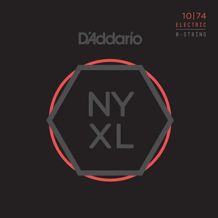 D’Addario NYXL1074 Nickel Wound 8-String Electric Guitar Strings, Light Top – Heavy Bottom, 10-74