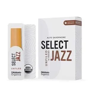 D’Addario Organic Select Jazz Alto Saxophone Reeds – Strength 3 Medium (Unfiled) Box of 10