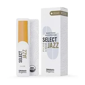 D’Addario Organic Select Jazz Baritone Saxophone Reeds – Strength 3 Medium (Filed) Box of 5
