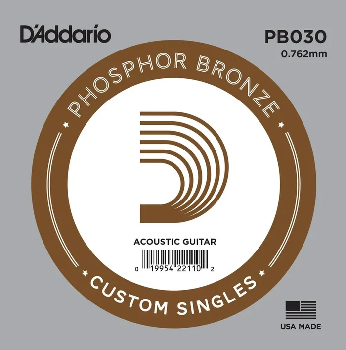 D’Addario PB030 Phosphor Bronze Wound Acoustic Guitar Single String, .030
