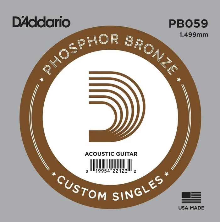 D’Addario PB059 Phosphor Bronze Wound Acoustic Guitar Single String, .059