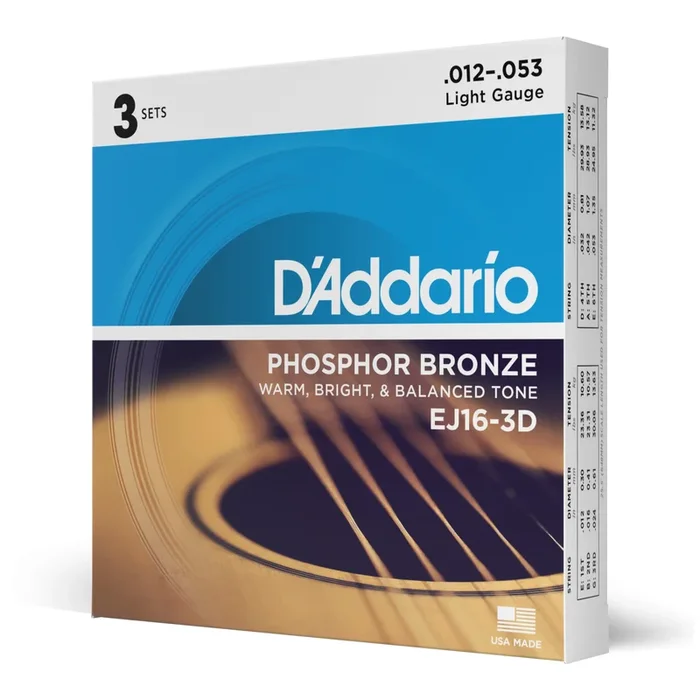 D’Addario Phosphor Bronze Acoustic Guitar Strings Light