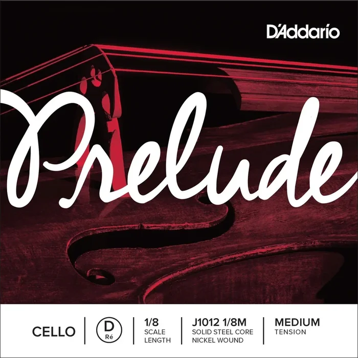 D’Addario Prelude Cello Single D String, 1/8 Scale, Medium Tension