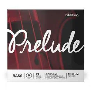 D’Addario Prelude Double Bass Single A String – Stranded Steel Core / Stainless Steel Wound – 1/4 Scale Medium Tension