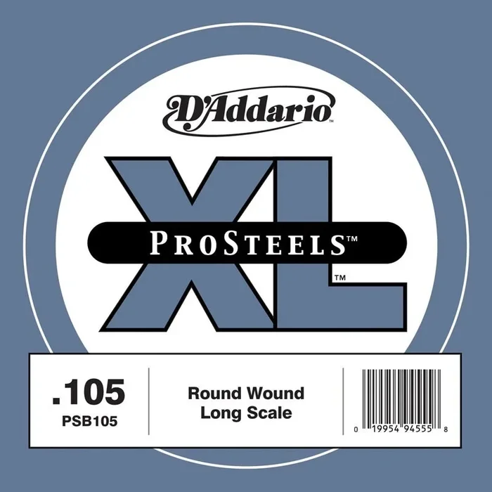 D’Addario PSB105 ProSteels Bass Guitar Single String, Long Scale, .105