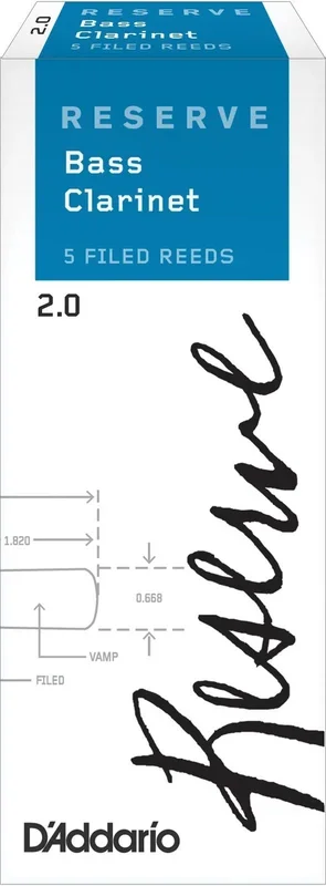 D’Addario Reserve Bass Clarinet Reeds, Strength 2.0, 5-pack
